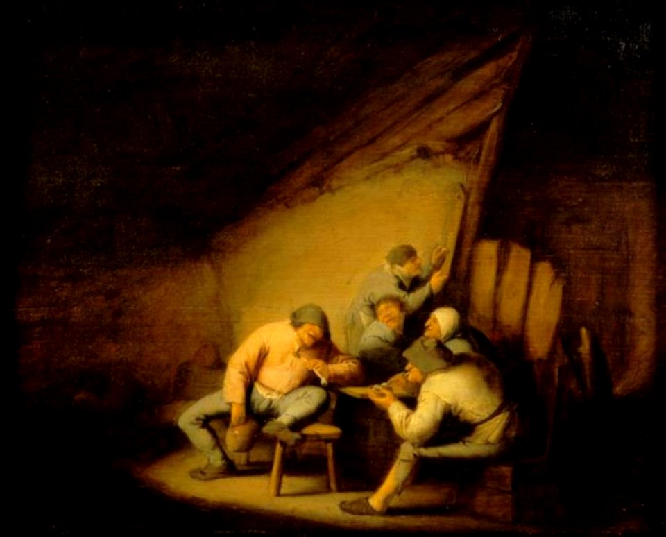 Adriaen van Ostade - Drinkende en rokende boeren - 1797 - Staatliche Kunsthalle Karlsruhe