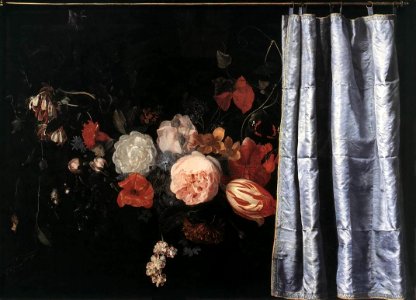 Adriaen van der Spelt - Flower Still-Life with Curtain - WGA21657