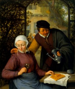 Adriaen van Ostade (Haarlem 1610-Haarlem 1685) - An elderly Couple in an Arbour - RCIN 404620 - Royal Collection