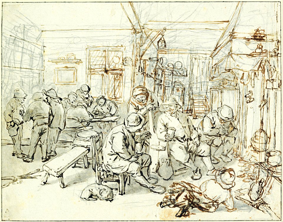 Adriaen van Ostade - Company of Peasants in a Tavern, c. 1670-1679 - Google Art Project