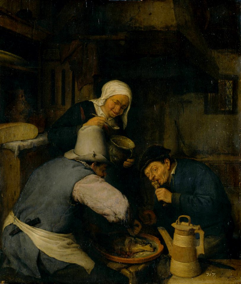 Adriaen van Ostade - Two Peasants Feasting