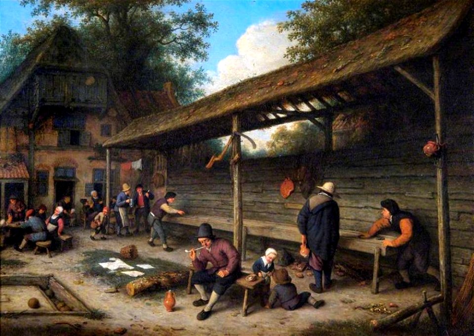 Adriaen van Ostade - Herbergscène met een sjoelbak - WM1521–1948 - Apsley House
