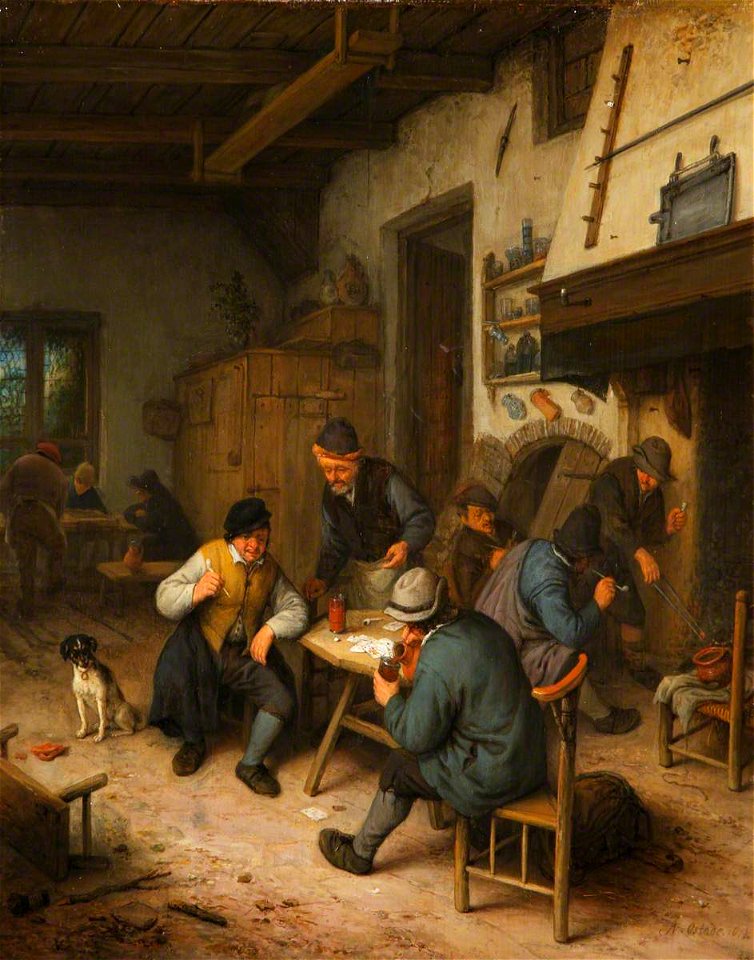 Adriaen van Ostade (1610-1685) - The Interior of an Inn with Peasants Playing Cards - 1535102 - National Trust