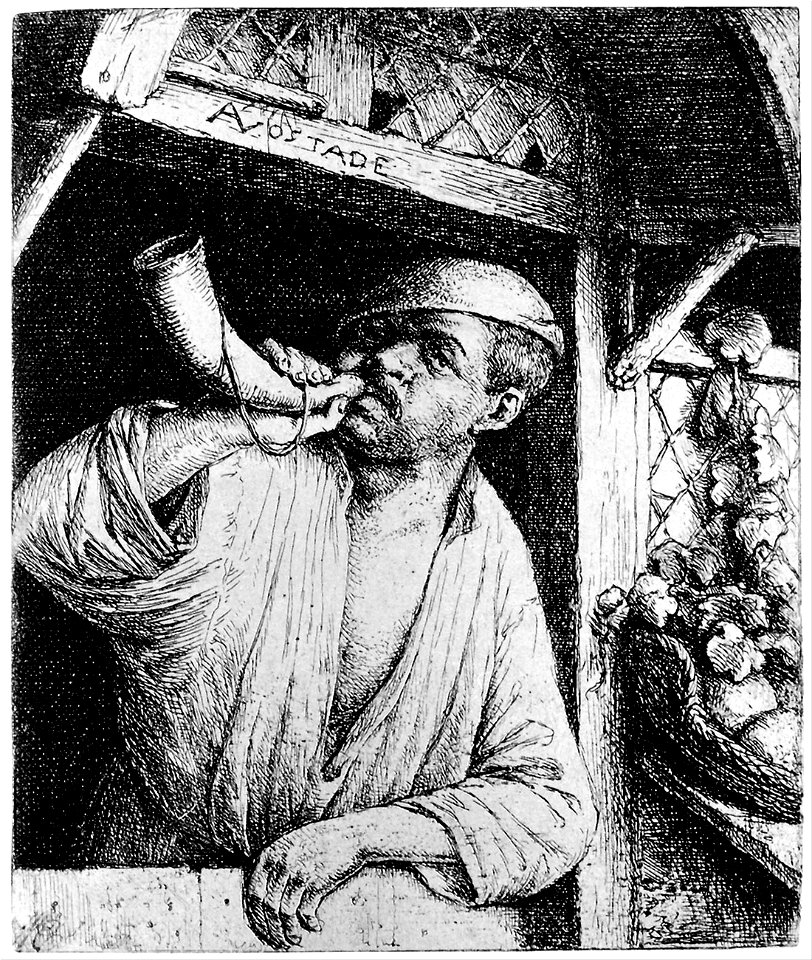 Adriaen van Ostade - A baker sounding his horn - Google Art Project