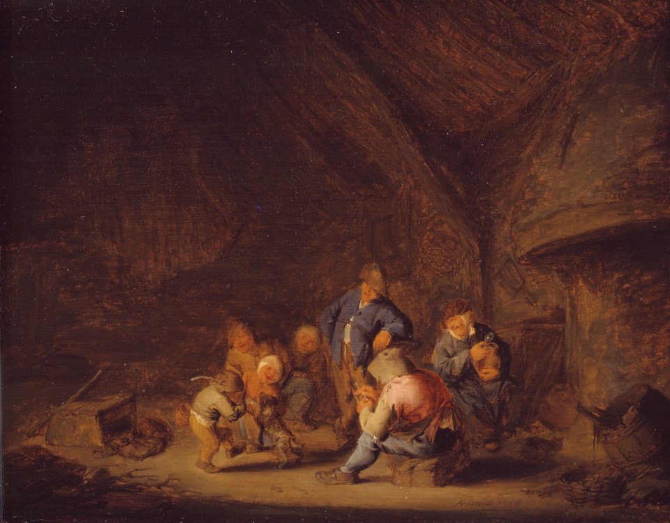 Adriaen van Ostade - A Room in a Cottage - KMSsp752 - Statens Museum for Kunst
