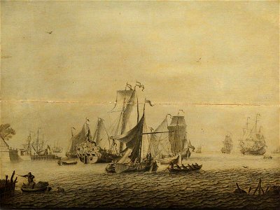 Adriaen van Salm (c.1660-1720) - Small Craft in a Dutch Harbour - BHC0964 - Royal Museums Greenwich