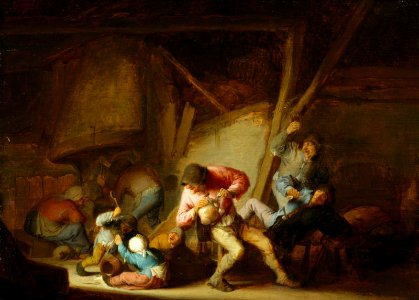 Adriaen van Ostade - Interior with Drinking Figures and Crying Children - BF.1979.4 - Museum of Fine Arts