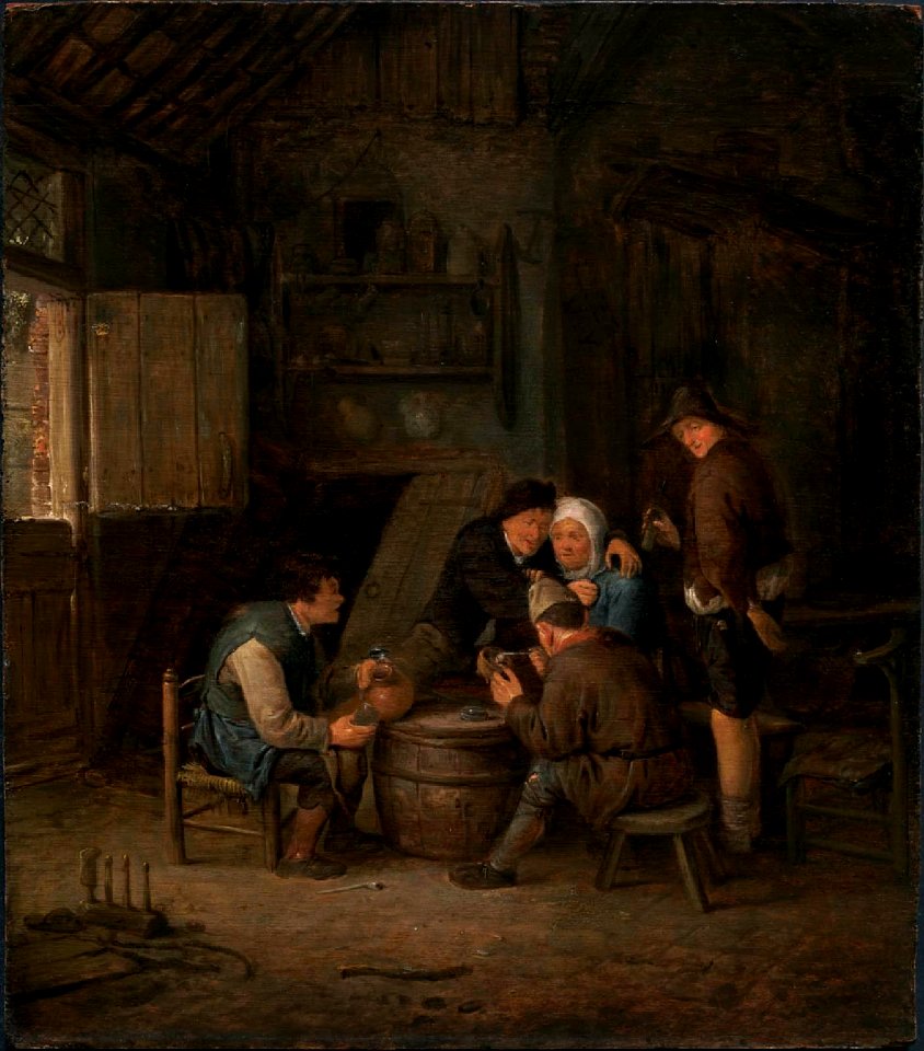 Adriaen van Ostade - Peasants Gathered Round a Barrel - 1986.283 - Museum of Fine Arts