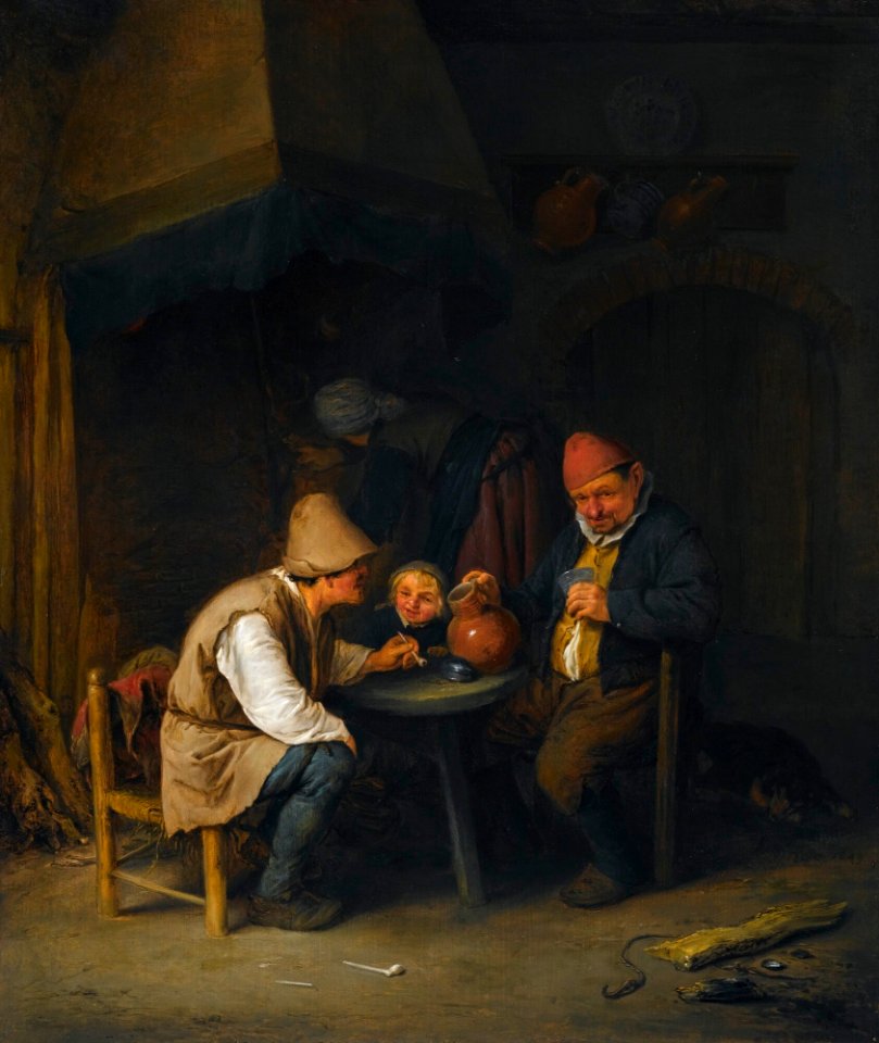 Adriaen van Ostade - Peasant Family and a Dog beside a Hearth 034L14033 7GHFJ