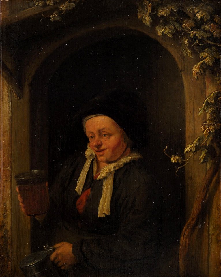 Adriaen van Ostade - Woman in a Window with Beer-glass and Jug GG 6449