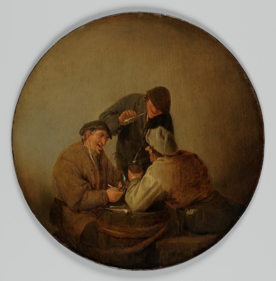 Adriaen van Ostade - Three Peasants Drinking and Smoking - 2017.114 - Fogg Museum