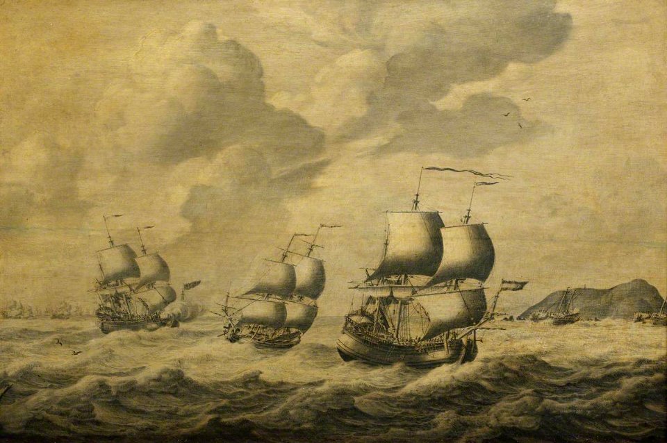 Adriaen van Salm (c.1660-1720) - Dutch Ships Driving before a Gale - BHC0966 - Royal Museums Greenwich