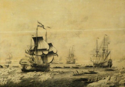 Adriaen van Salm (c.1660-1720) - Dutch Whaling Fleet in the Ice - BHC0963 - Royal Museums Greenwich