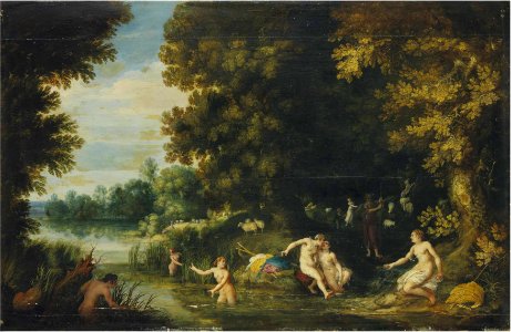 Adriaen van Stalbemt - Diana and Callisto, Actaeon in the distance