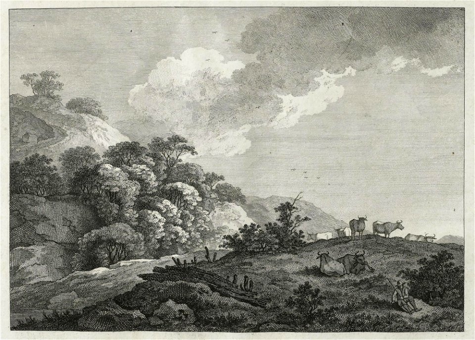 Adrian Zingg - Landschaft mit Kuhherde und Hirten