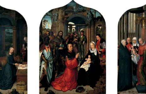 Adriaen Ysenbrandt (c.1500-before 1551) - The Nativity (left wing), The Adoration of the Magi (centre panel), The Presentation at the Temple (right wing) - 1928P554 - Birmingham Museums Trust