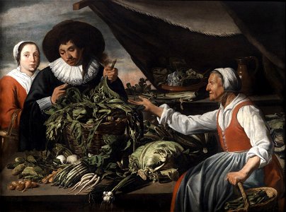 Adriaen van Utrecht (und Mitarbeiter) Alte Gemüseverkäuferin