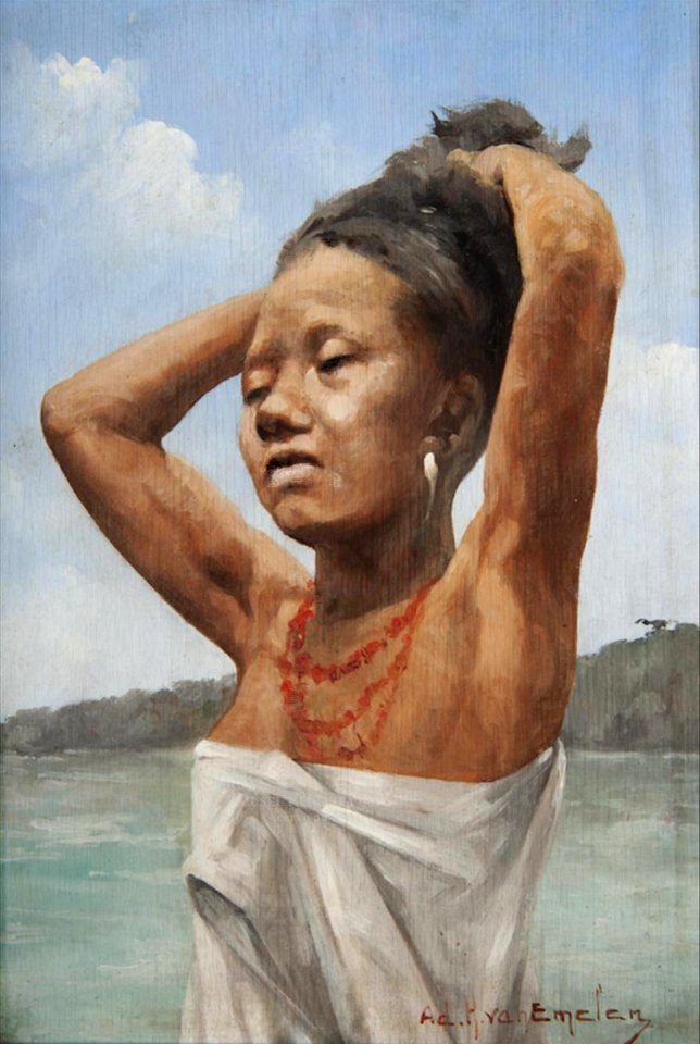 Adrian Henri Vital van Emelen - Índia com os braços para cima segurando o cabelo