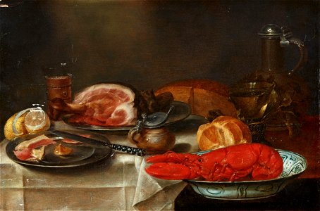 Alexander Adriaenssen - Still life with lobster. Free illustration for personal and commercial use.