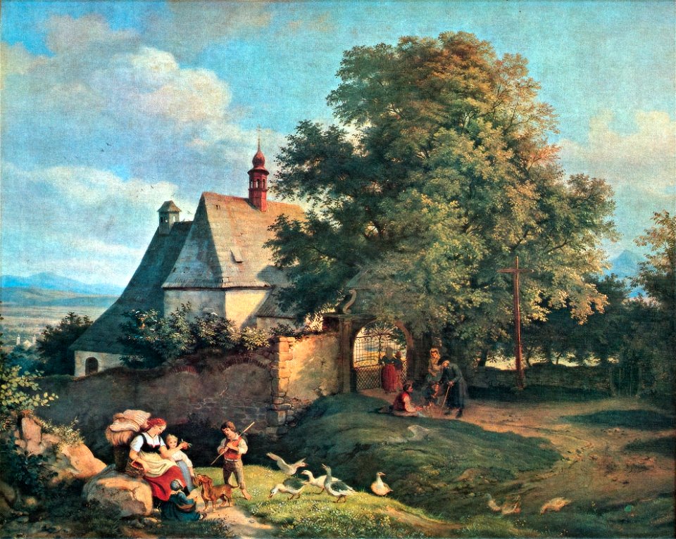 Adrian Ludwig Richter - Kostel svaté Anny u Krupky (filtered)