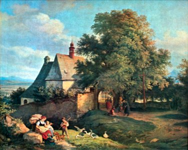 Adrian Ludwig Richter - Kostel svaté Anny u Krupky (filtered)