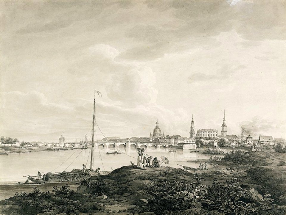 Adrian Zingg - Blick auf Dresden (Fogg Art Museum)