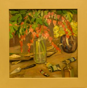 Adrien Bas - Vase de digitales - huile sur contreplaqué (1918) 01