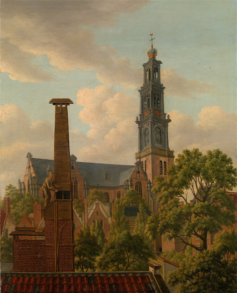 Adrianus Gerardus van Schoone - Gezicht op de Westerkerk - SB 4514 - Amsterdam Museum
