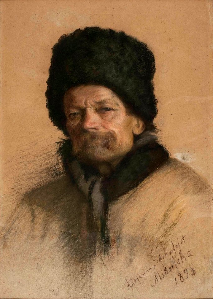 Adrianna Stromfeld-Mikulska - Portret chłopa w futrzanej czapie