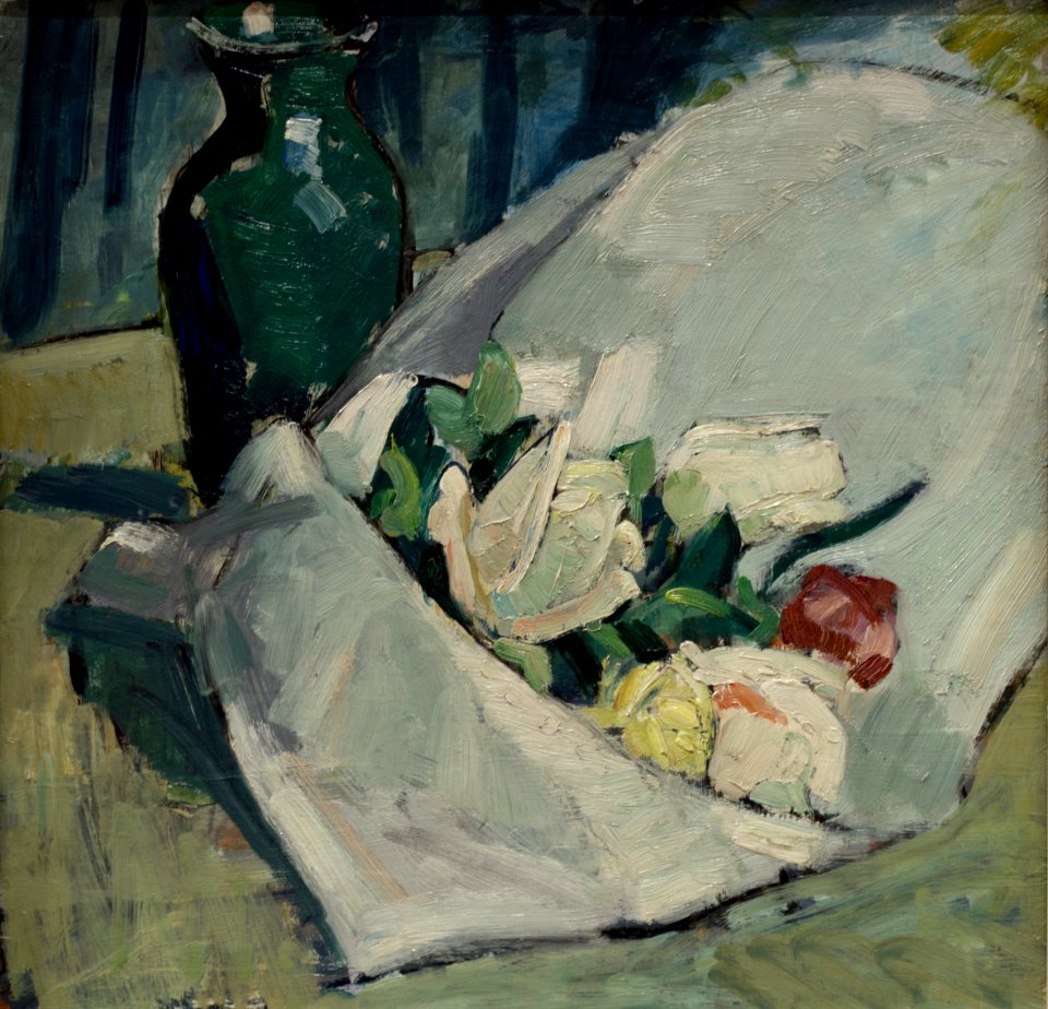 Adrien Bas - Bouquet, huile sur contreplaqué (1920-1925)