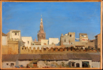 Adrien Dauzats - The Giralda, Seville, 1836-37. etropolitan Museum of Art,. Free illustration for personal and commercial use.