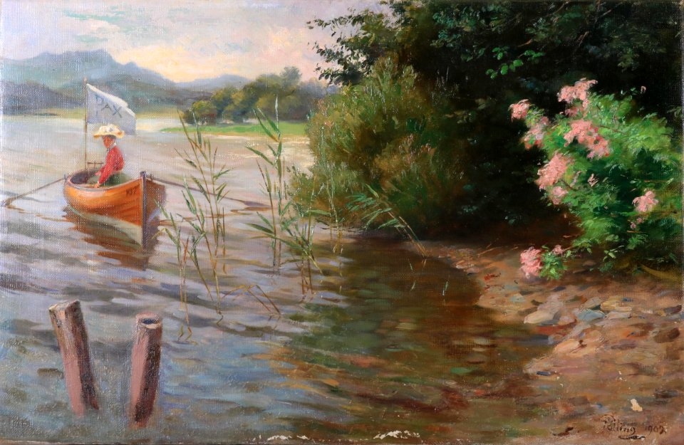 Adrienne von Pötting Dame im Ruderboot am Wörthersee