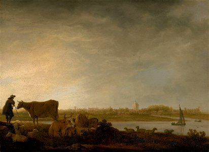 Aelbert Cuyp - A View of Vianen with a Herdsman and Cattle by a River - 2003.169 - Art Institute of Chicago