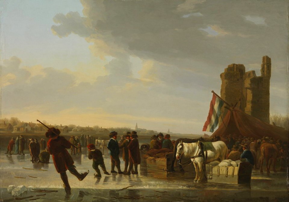 Aelbert Cuyp (copy) - On the Ice with the Huis te Merwede - Julius Davidsohn