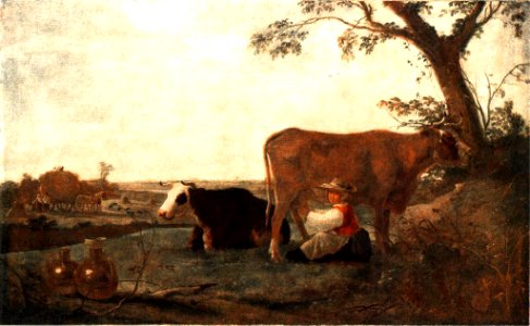 Aelbert Cuyp - The Dairy Maid - WGA5818. Free illustration for personal and commercial use.