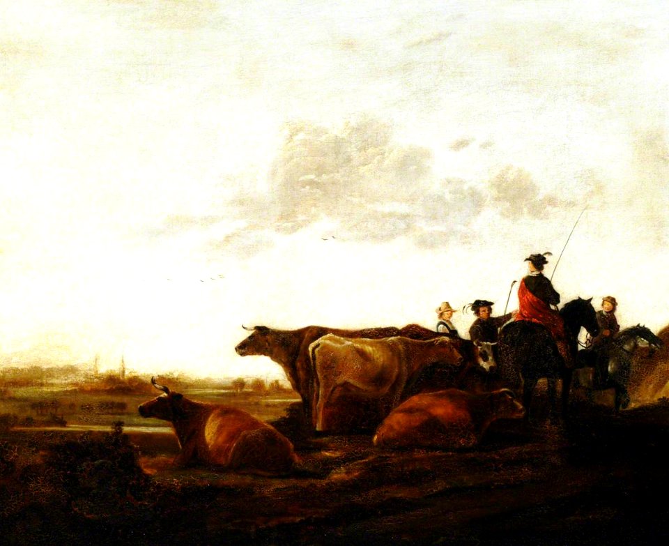 Aelbert Cuyp (1620-1691) (after) - Herdsman and Cattle in a River Landscape - 290378 - National Trust