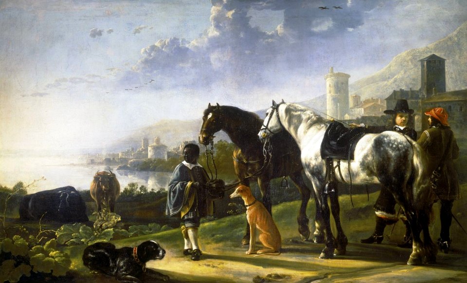 Aelbert Cuyp (Dordrecht 1620-Dordrecht 1691) - A Page with Two Horses - RCIN 405319 - Royal Collection