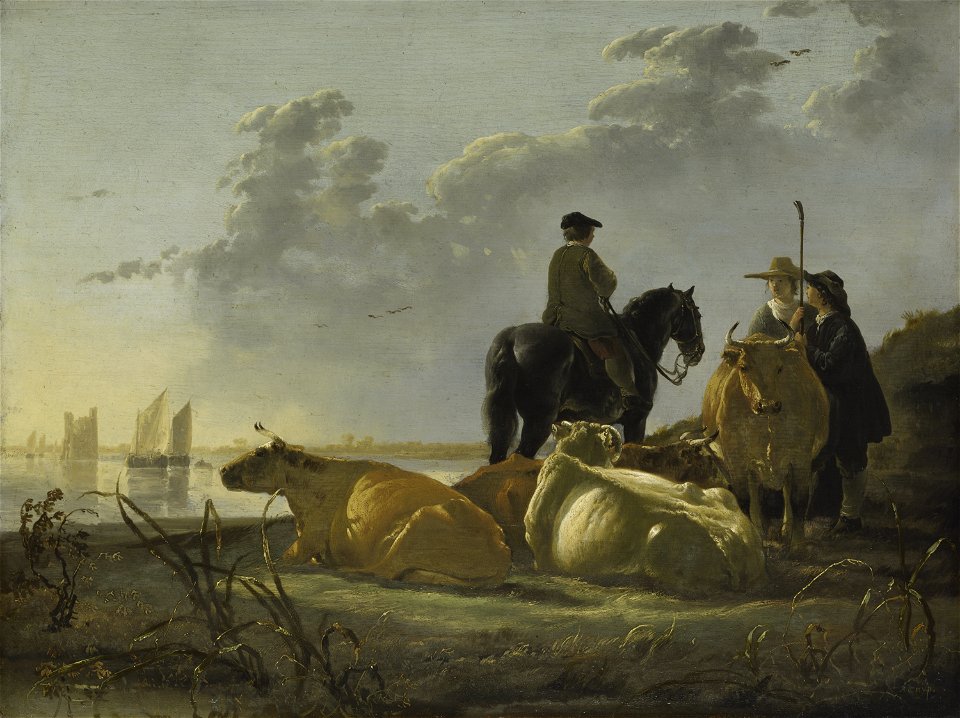 Aelbert Cuyp - Boeren en vee bij de Merwede - L60 - National Gallery