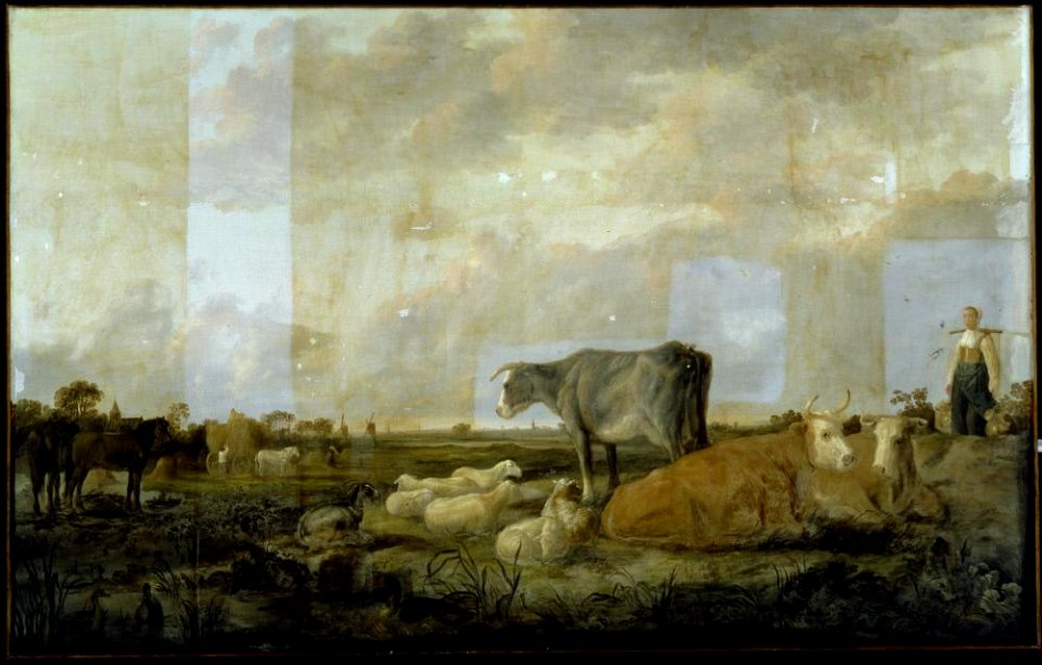 Aelbert Cuyp - Landscape with Milkmaid and Cattle SN282