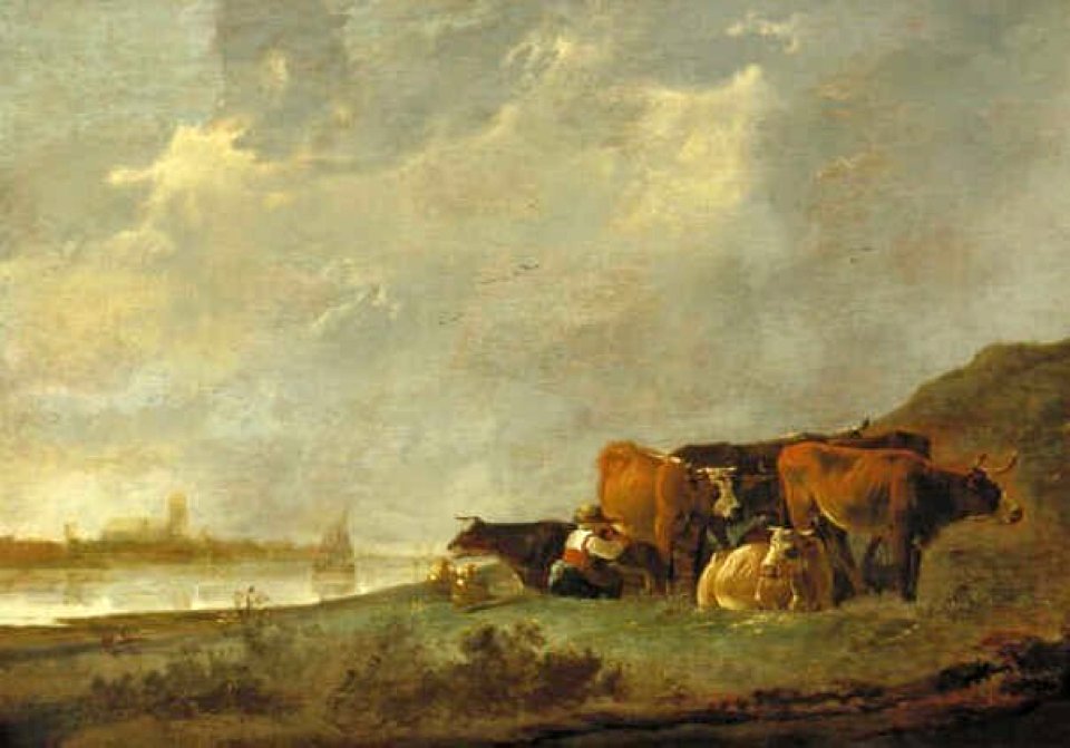 Aelbert Cuyp - De melkmeid aan de oever van de Oude Maas - 2491 (OK) - Museum Boijmans Van Beuningen