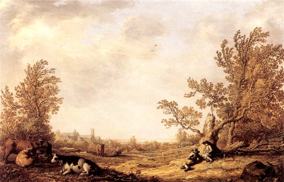 Aelbert Cuyp - Meadow with Cows and Herdsmen - WGA05823