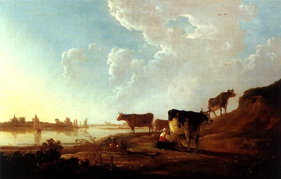 Aelbert Cuyp - River Scene with Milking Woman - WGA5840