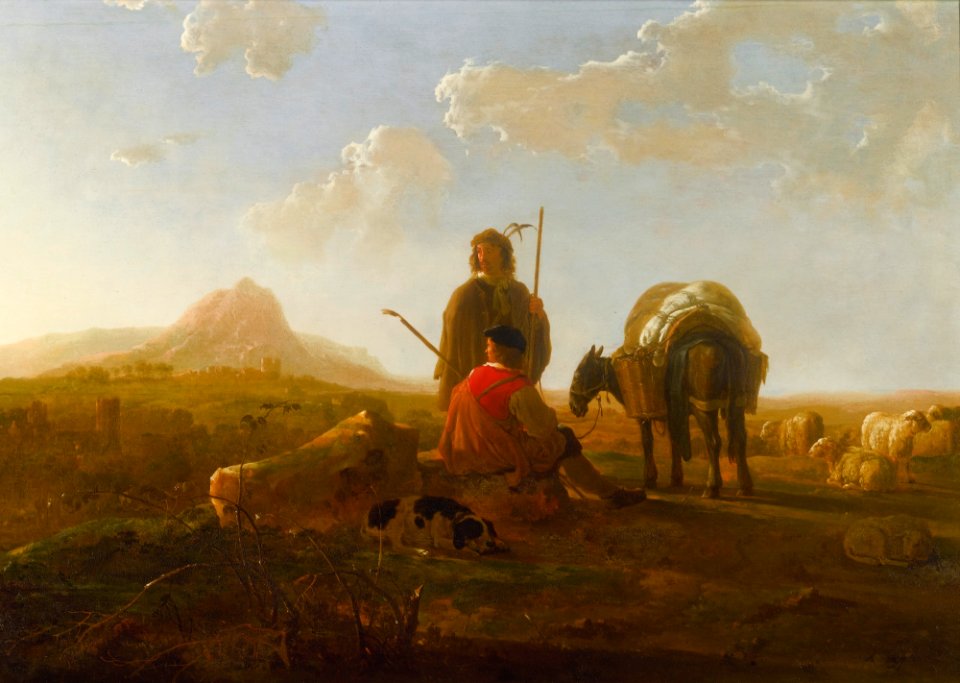 Aelbert Cuyp - Two Shepherds in a Hilly Landscape
