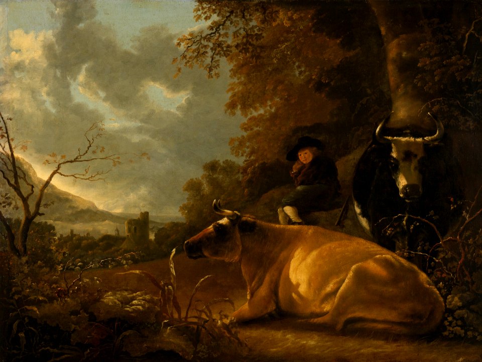 Aelbert Cuyp - Landschap met koeien en herdersjongen