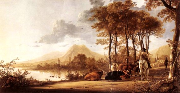 Aelbert Cuyp River Landscape. Free illustration for personal and commercial use.