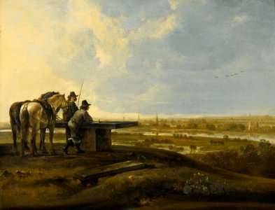 Aelbert Cuyp - Two Horsemen on a Ridge