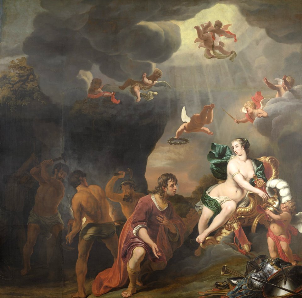 Aeneas ontvangt door voorspraak van Venus een nieuwe wapenrusting in de smidse van Vulcanus Rijksmuseum SK-A-1576