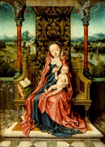 Aelbrecht Bouts - Madonna and Child Enthroned - Google Art Project. Free illustration for personal and commercial use.