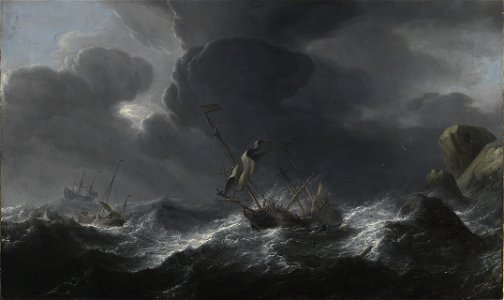 Aernout Smit - Schiffe in Seenot vor felsiger Küste - 1877 - Staatliche Kunsthalle Karlsruhe