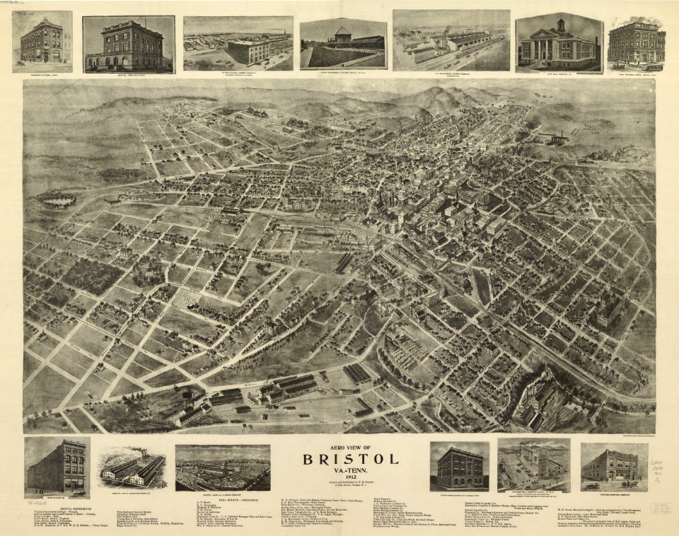 Aero view of Bristol, Va.=Tenn. 1912. LOC 75696638
